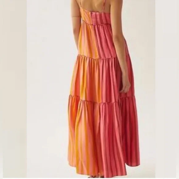 Farm Rio Pink and Orange Striped Maxi Dress - Picture 2 of 5